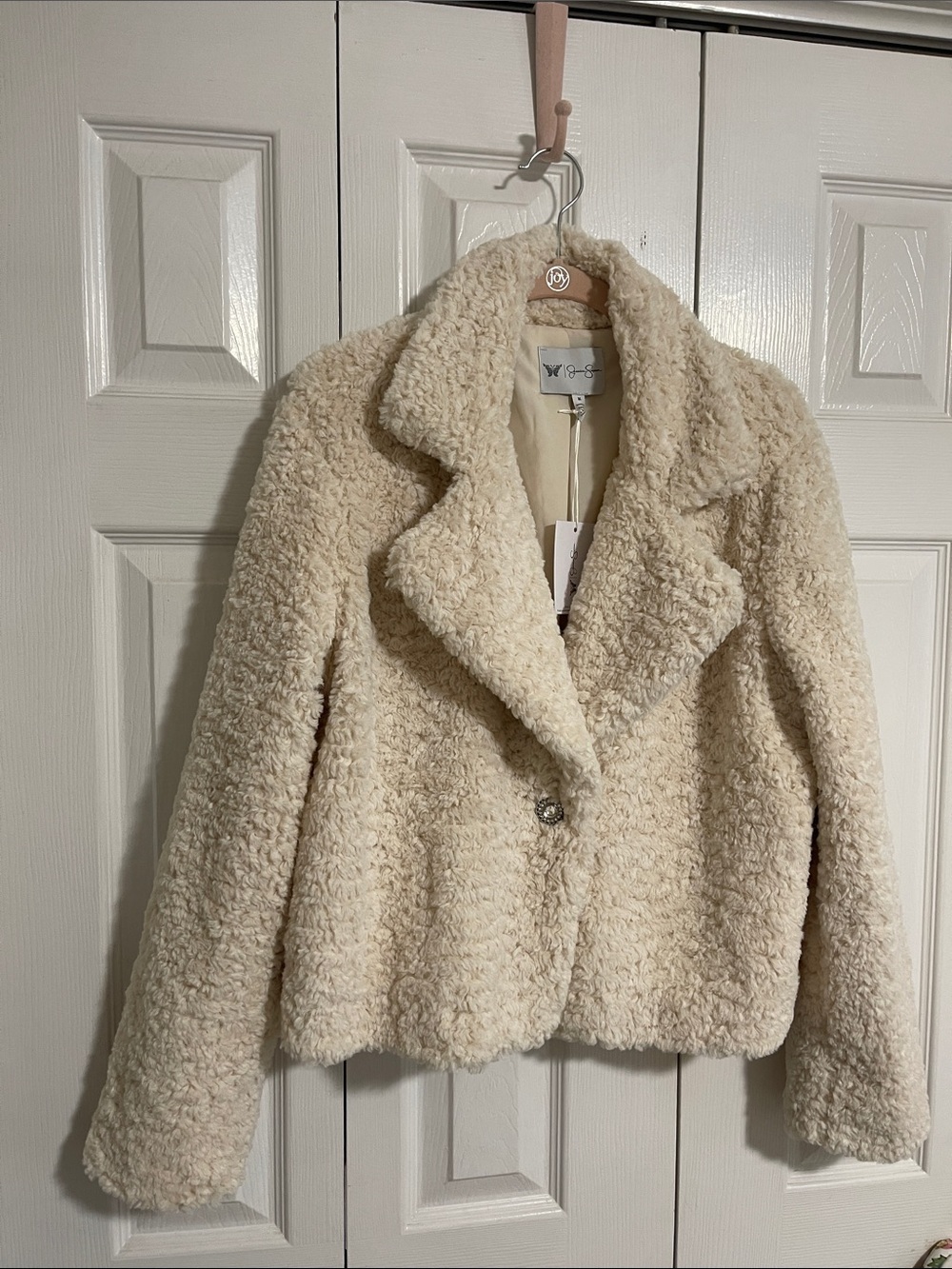 NWT Jessica Simpson Cream Faux Shearling Teddy Jacket